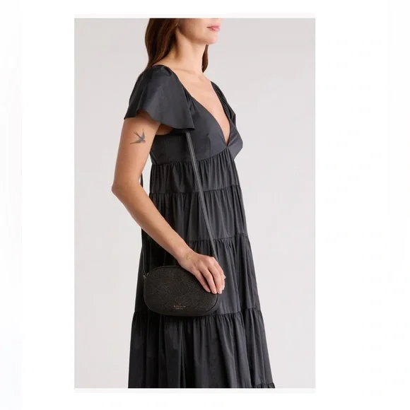 KATE SPADE GLIMMER OVAL CAMERA BAG - BLACK (NEW WITH TAGS) - Picture 2 of 6